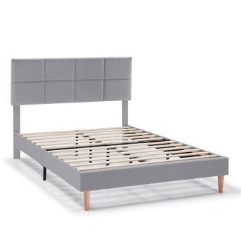 Estructura De Cama Tapizada Silvi De 30 Cm, 90x190 Cm, Gris Claro