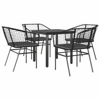 juego de comedor jardin 5 uds cojines ratan sintetico negro cfw130575
