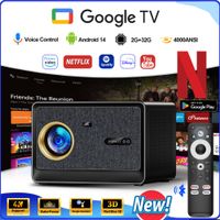 proyector horlat 4000ansi lumen ultra hd para peliculas y videos google tv cine en casa 32gb android 14 enfoque automatico smart tv
