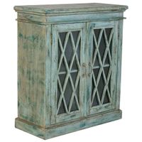 aparador de madera y cristal con 2 puertas 90x40x100h cm azul