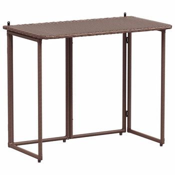 Mesa De Jardín，mesa Para Exteriores，mesa De Patio Plegable Marrón 90x51x75 Cm Ratán Sintético