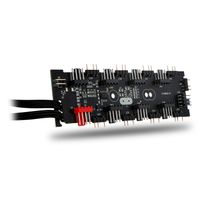 nox xtreme products hummer d-hub - hub de 18 puertos argb y pwm para pc gaming control de ventiladores e iluminacion conexion sata y control desde placa color negro
