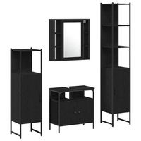 juego de muebles de bano  armario de bano 4 piezas roble negro madera de ingenieria