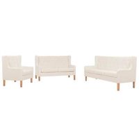 conjunto de sofas 3 piezas tela blanco crema vidaxl