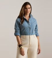 lauren ralph lauren para mujer 200p14149001 camisa de denim classic fit azul xl casual algodon manga larga