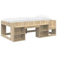 cama infantil con almacenamiento roble sonoma 90 x 200 cm vidaxl