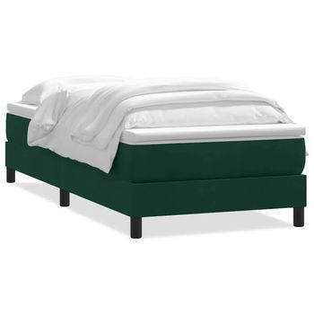 Cama Box Spring Sin Colchón Terciopelo Verde Oscuro 200x220 Cm Vidaxl