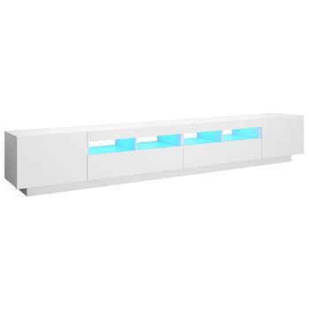 Mueble Para Tv Con Luces Led Blanco 260x35x40 Cm