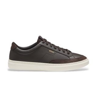 BOSS para hombre. 50568536 Zapatillas de piel Kieran Tenn marrón oscuro (42), Plano, Cordones, Casual