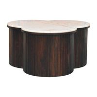 mesa de centro de madera maciza muebles artesanales marmol de verona