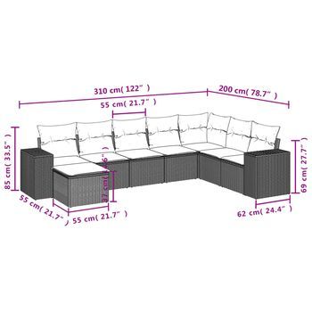 Conjunto De Sala Exterior (incluye Cojines, Combinación De 8 Piezas)