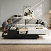 mesa de centro elevable blanco y negro 100 x 50 x 38 cm con almacenamiento