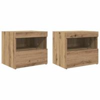 juego de mesitas de noche - armarios de noche con cajon roble artisan 50 x 40 x 45 cm mc6908