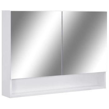 Armario De Baño | Mueble Baño Con Espejo Mdf Blanco 80x15x60 Cm