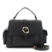 bolso de mano con solapa efecto piel granulada black taglia unica