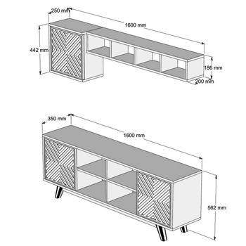 Mueble Tv Con Estante Inci Amarillo Nogal