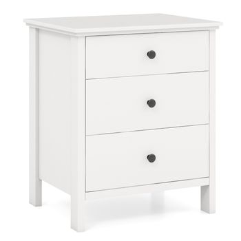 Costway Mesita de Noche con 3 Cajones para Dormitorio Cofre de Almacenamiento Compacto Mesa Lateral para Sofá Mesa Auxiliar para Salón Blanco