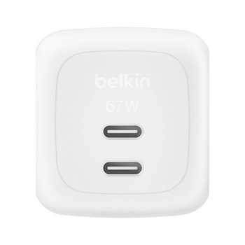 CARGADOR USB GAN BELKIN WCH020 67W PD 2xUSB-C BLANCO