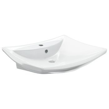 Lavabo De Baño Moderno | Lavabo De Cerámica Rectangular Con Orificio De Grifo Y Desagüe