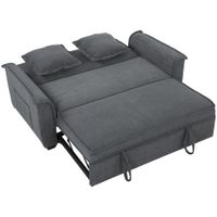 homcom sofa convertible 2 plazas sofa cama clic clac en chenille respaldo regulable 2 cojines bolsillo lateral gris   aosom espana