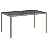 mesa jardin  mesa de exterior vidrio templado ratan sintetico 150x90x75 cm gris