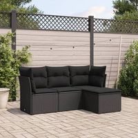 conjunto de sofas jardin 4 uds  mueble jardin mesa y sillas con cojines ratan sintetico negro cfw856461