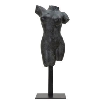 Escultura En Resina Negra Con Base De Metal Cm 19x17x50