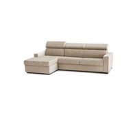 sofa fixo com peninsula de madeira
