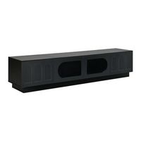 mueble de tv negro de 200 cm con cuatro puertas e iluminacion led controlada por aplicacion