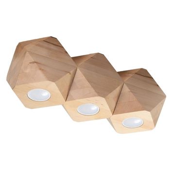 Regleta mion 3 luces, madera natural