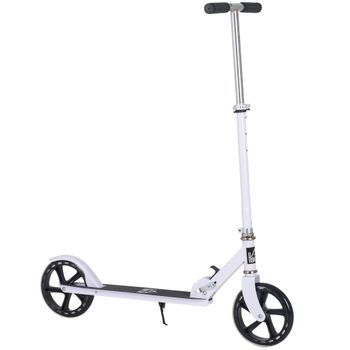 HOMCOM Scooter Plegable para Niños 7-14 Años Manillar Ajustable Freno Seguro 88x37x75-100 cm Blanco   Aosom España