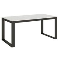 mesa extensible moderna con capacidad de 6 a 20 personas an 180 a 440 cm estructura de metal blanco y antracita tiroz-soporte 2 pies