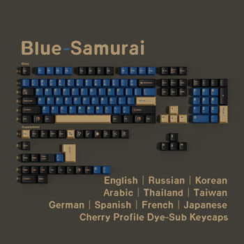 GMK Blue Warrior Keycaps PBT Sub tinte cereza perfil azul samurái alemán/coreano/español/ruso/árabe para teclados mecánicos