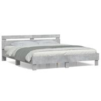 cama matrimonial  cama para adultos  cama con cabecero madera de ingenieria gris hormigon 160x200 cm