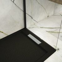 plato de ducha resina lux negro 80x120cm rejilla inox