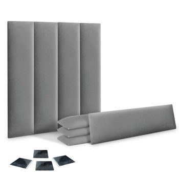 Dhome Juego De 8 Paneles Tapizados De Terciopelo Premium Pack Autoadhesivos Para Pared Acústicos Absorbentes Protección (gris Claro, 60x20cm,x8)