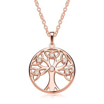 Colgante cadena árbol de la vida plata 925 rosa
