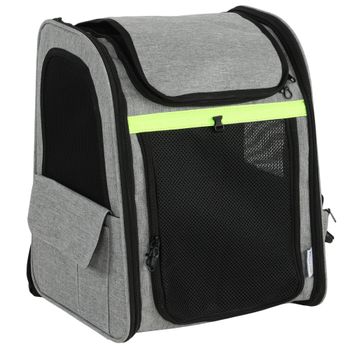PawHut Transportín expandible para perros con 5 bolsillos y tira reflectante para perros hasta 10 kg 33,5x28x42cm Gris claro