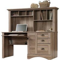 teknik louvre hutch 5415109 desk - salt oak