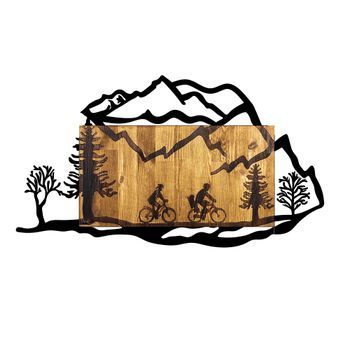 Decoración Pared De Madera Paseos En Bicicleta Por La Naturaleza 2 Nogal Negro 92x3x51 Cm