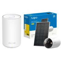 pack tp-link deco x10-4g 1 nodo 1500mbps  tapo tc82 kit camara vigilancia con panel solar y bateria
