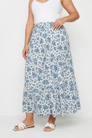 yours falda larga de romanticas flores azules mujer curvy y tallas grandes yours