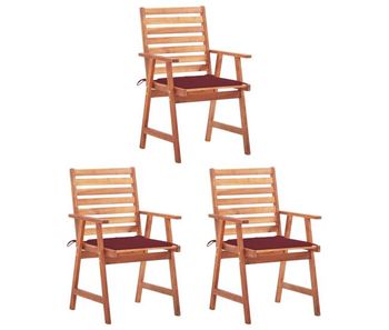 Vidaxl sillas comedor de jardín 3 uds madera maciza acacia y cojines