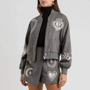 Never Fully Dressed Midnight Romance Brushed Bomber Jacket - XL