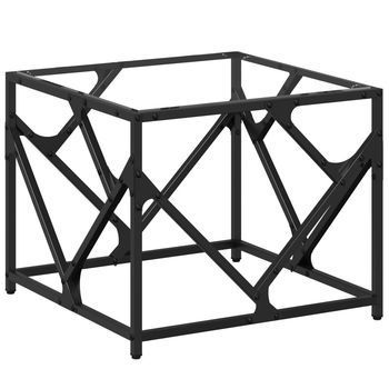 Mesa De Centro 50x50x41 Cm Madera Tratada, Acero Y Vidrio - Transparente