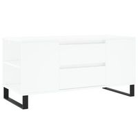 mesa de centro 102x445x50 cm madera y metal trabajados - blanco