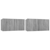 conjunto de mueble de tv 2 pcs gris madera de ingenieria vidaxl