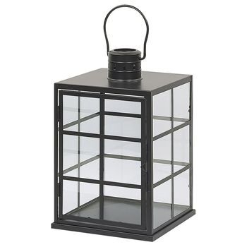 Linterna Metálica Negra De Decoración Escandinava Y Altura 27 Cm Con Portavelas De Cristal Bintan