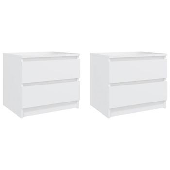 Mesitas De Noche 2 Uds Madera Contrachapada Blanco 50x39x43,5cm Vidaxl