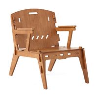 sillon con respaldo para salon madera marron